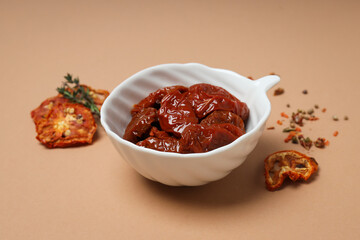 Concept of tasty food - sun-dried tomato