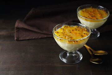 Concept of delicious food - Passion fruit mousse