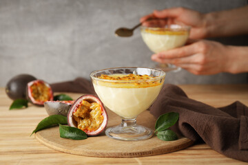 Concept of delicious food - Passion fruit mousse