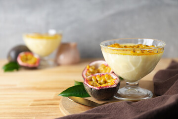 Concept of delicious food - Passion fruit mousse