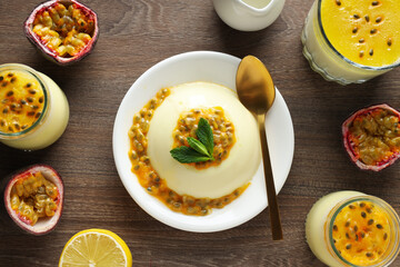 Concept of delicious food - Passion fruit mousse