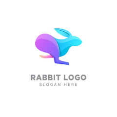 Obraz premium Vector logo illustration rabbit gradient colorful style