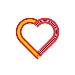 unity concept. heart ribbon icon of spain and norway flags. PNG