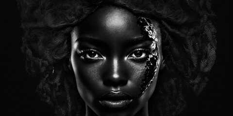 Hübsche junge Afrikanerin posiert als Model für Porträt Aufnahmen im Studio, ai generativ