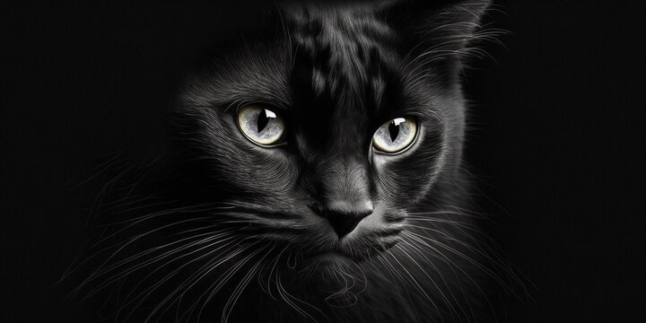Schwarze Katze ganz nah Portr&auml;t Aufnahme, ai generativ