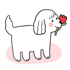 Cartoon cute character white dog vector.