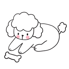 Cartoon cute character white dog vector.