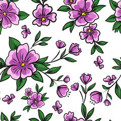 Seamless pattern pink flowers. Vector illustration