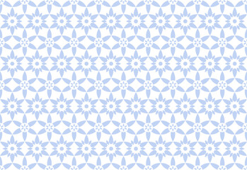 Abstract Seamless Geometric Blue Floral Pattern.