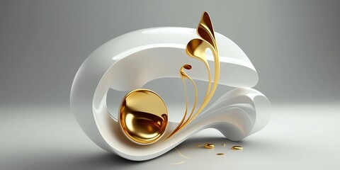 Goldener Notenschlüssel auf weißem Hintergrund, 3d Figur, ai generativ