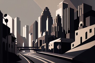 illustration of street in the city made with generative ai