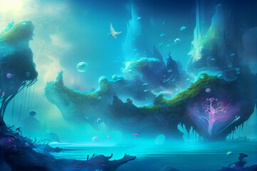 Obraz premium underwater scene with bubbles made with generative ai