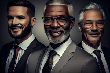 Portrait of a successful multiethnic business team. Generative AI