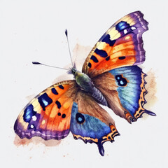 Cute Watercolor Butterfly. Illustration AI Generative