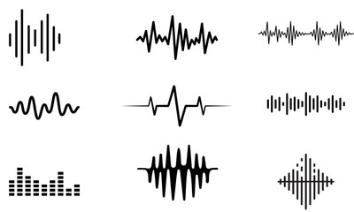 hand drawn doodle audio wave icon illustration symbol isolated, Part 1. - obrazy, fototapety, plakaty