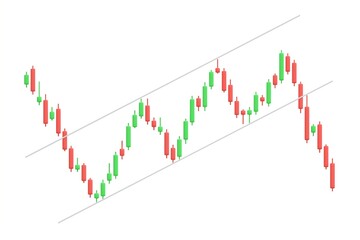 Candle stick Bearish Flag chart pattern. forex stock or crypto trading. inverse and reversal pattern to bullish or bearish graph. investment concept. 3d render isolated on white background.