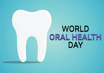 World Oral Health Day. Vector illustration. White tooth on bright blue background.