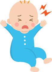 Noisy or screaming baby, disgruntled or angry or sad