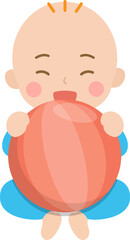 baby with toy ball, fun learning