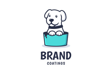 Cute dog logo concept. perfect for paint company branding design