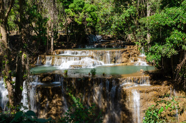 Fototapeta na wymiar Huay Mae Khamin Waterfall at Kanchanaburi, Thailand
