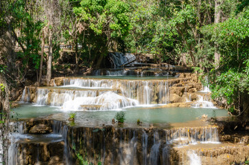 Huay Mae Khamin Waterfall at Kanchanaburi, Thailand