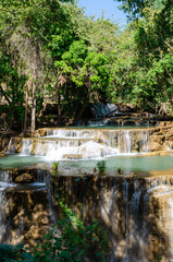 Fototapeta na wymiar Huay Mae Khamin Waterfall at Kanchanaburi, Thailand