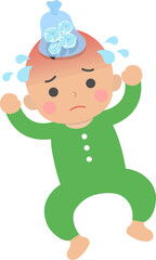 If your baby has a fever or cold or headache, use ice cube bags to cool down