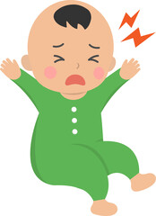 Noisy or screaming baby, disgruntled or angry or sad