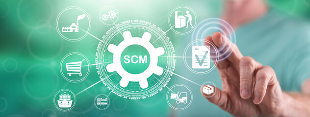 Man touching a scm concept
