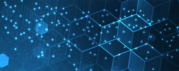 Quantum processing. Deep learning artificial intelligence. Future new technology  for business or science presentation