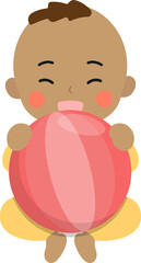 baby with toy ball, fun learning