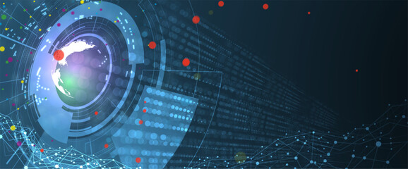 Quantum processing. Deep learning artificial intelligence. Future new technology  for business or science presentation