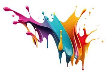 Poster Colorful paint splash. Isolated design element on the transparent background. Generative AI. © KsanaGraphica