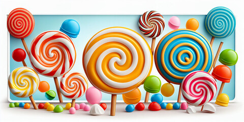 Assortment of colorful lollipops on a bright background, a sweet treat for any occasion