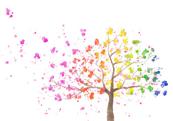 Fototapeta premium Illustration of spring images drawn with watercolor technique