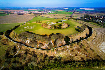 Aerial view of Old Sarum Castle, Salisbury, England