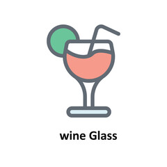 wine Glass Vector Fill Outline Icons. Simple stock illustration stock