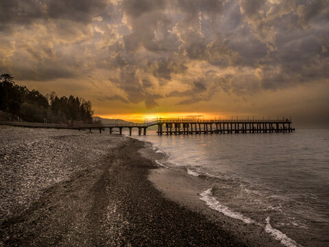 Batumi city on the Black Sea coast. on a cloudy day