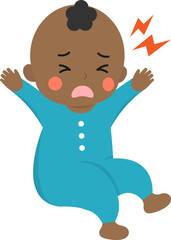 Noisy or screaming baby, disgruntled or angry or sad