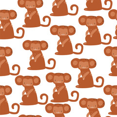 Funny monkey seamless pattern. Childish tropical print. Vector hand drawn illustration.