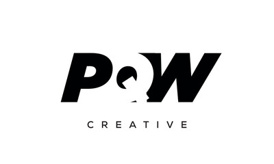 PQW letters negative space logo design. creative typography monogram vector