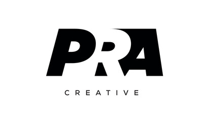 PRA letters negative space logo design. creative typography monogram vector