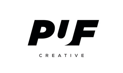 PUF letters negative space logo design. creative typography monogram vector