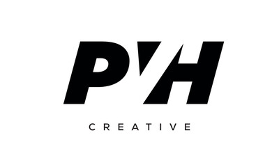 PVH letters negative space logo design. creative typography monogram vector