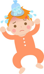 If your baby has a fever or cold or headache, use ice cube bags to cool down