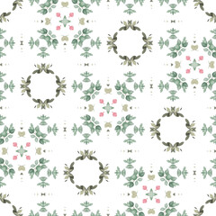 Seamless Pattern of Vintage Floral Illustration with Green Leaves and Branches, Perfect for Wrappers, Wallpapers, Postcards, Greeting Cards, Wedding Invitations, and More