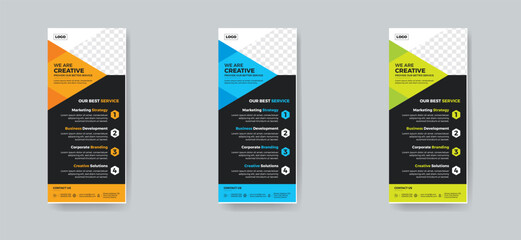 Modern creative and clean business corporate dl flyer or rack card template design vector.
