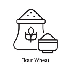 Flour Wheat Vector Outline Icon Design illustration. Grocery Symbol on White background EPS 10 File