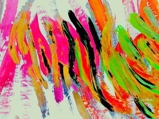 Colorful Fashion Ink Collection. White Grunge Oil Acrylic. Ink V